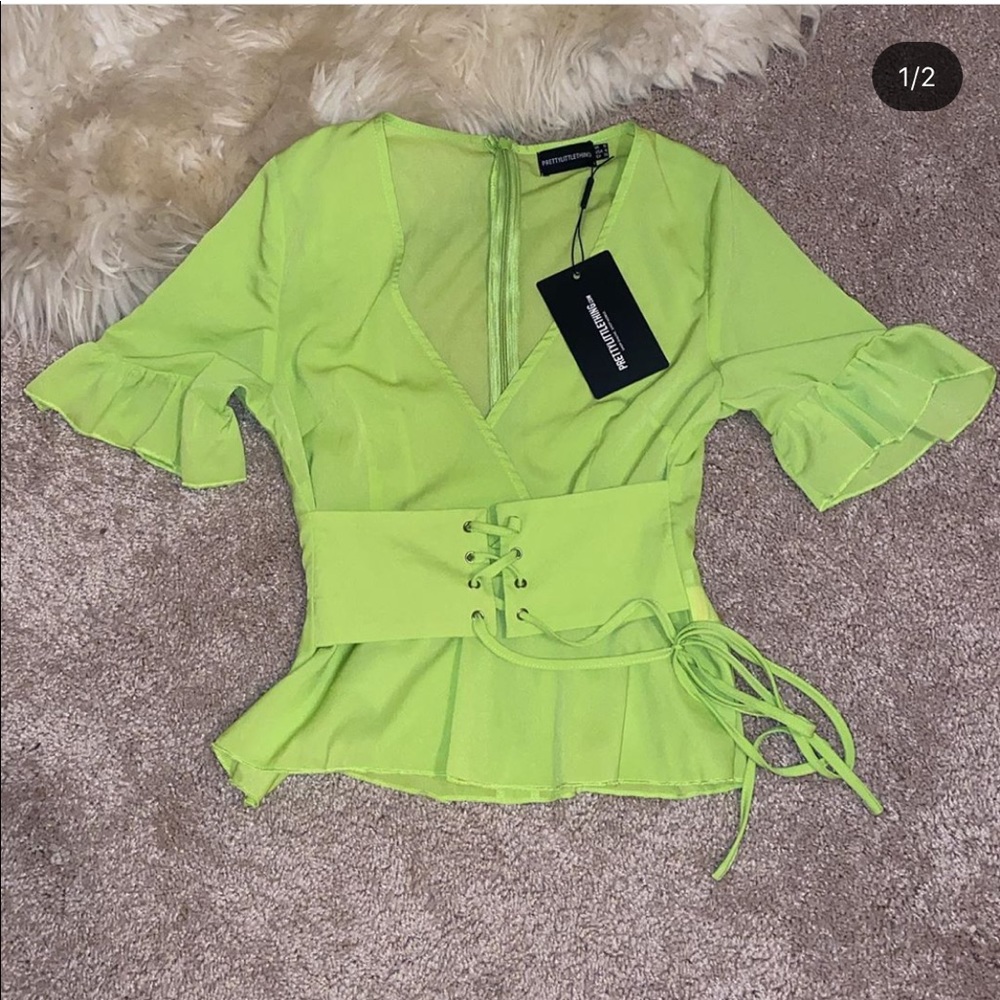 🔥Neon Green tie top PLT